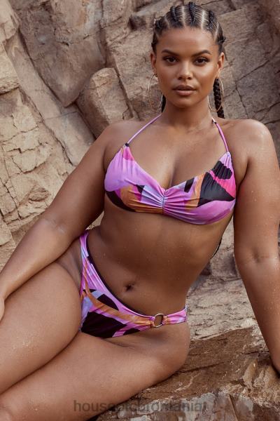 îmbrăcăminte House of CB bikini cala roz negru halter X4F681242