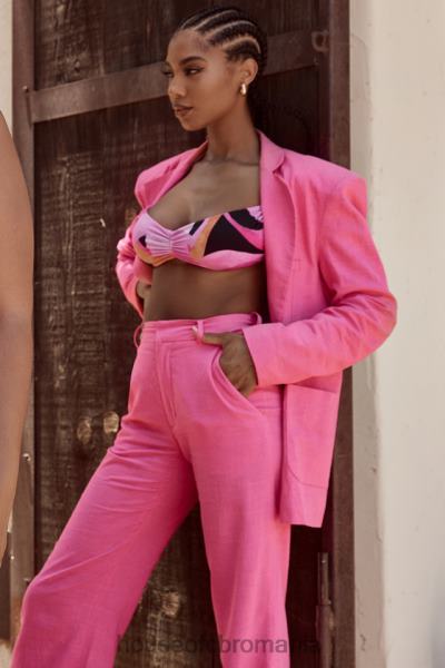 îmbrăcăminte House of CB bikini cala roz negru halter X4F681242