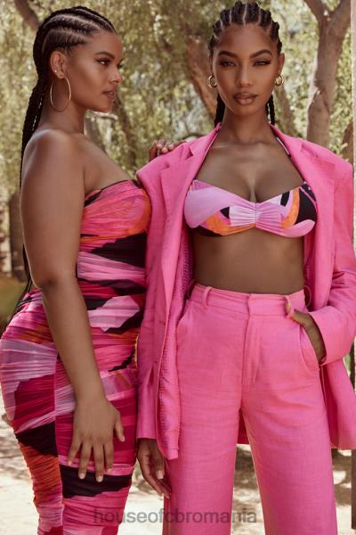 îmbrăcăminte House of CB bikini cala roz negru halter X4F681242