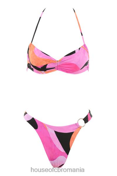 îmbrăcăminte House of CB bikini cala roz negru halter X4F681242
