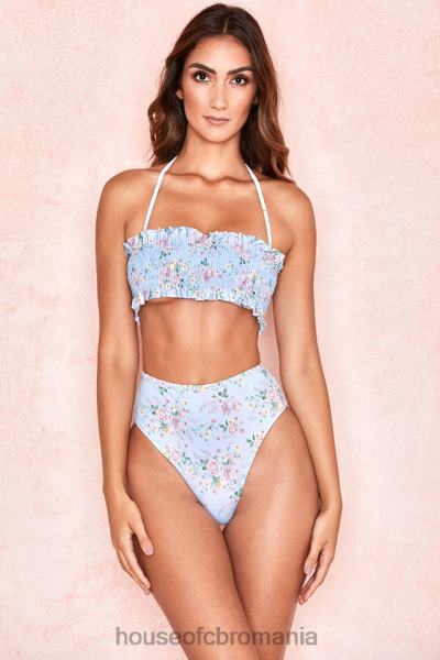 îmbrăcăminte House of CB bikini încâlcit cu imprimeu floral albastru perdita X4F681246