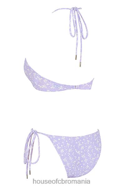 îmbrăcăminte House of CB bikini triunghi inversat cu imprimeu floral lira liliac X4F681240