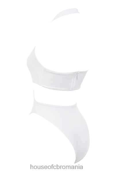îmbrăcăminte House of CB Costumul de baie dintr-o bucată cu halter încrucișat alb savannah X4F681244