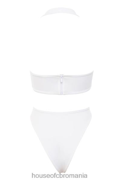 îmbrăcăminte House of CB Costumul de baie dintr-o bucată cu halter încrucișat alb savannah X4F681244