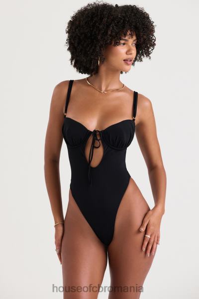îmbrăcăminte House of CB costum de baie cannes negru decupat X4F681210