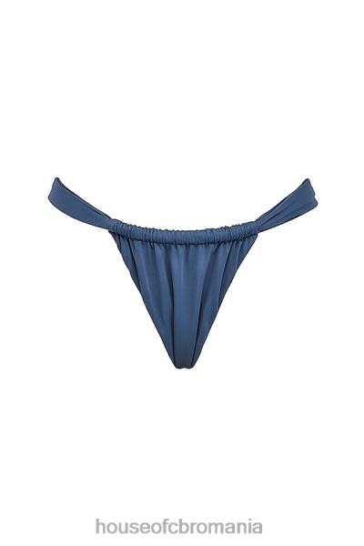 îmbrăcăminte House of CB Atena de un albastru adânc adunat fund de bikini cu picior înalt X4F681176