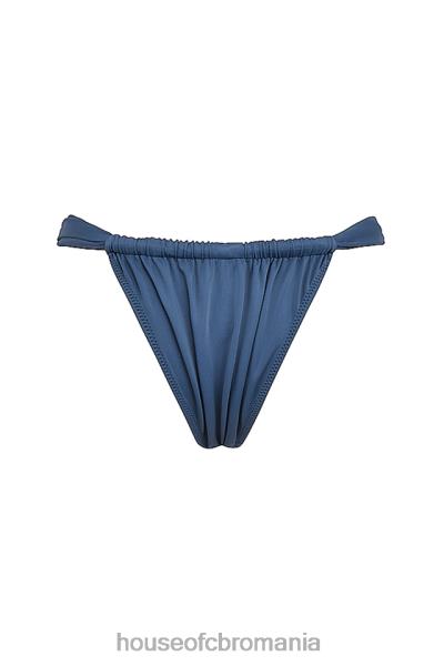 îmbrăcăminte House of CB Atena de un albastru adânc adunat fund de bikini cu picior înalt X4F681176