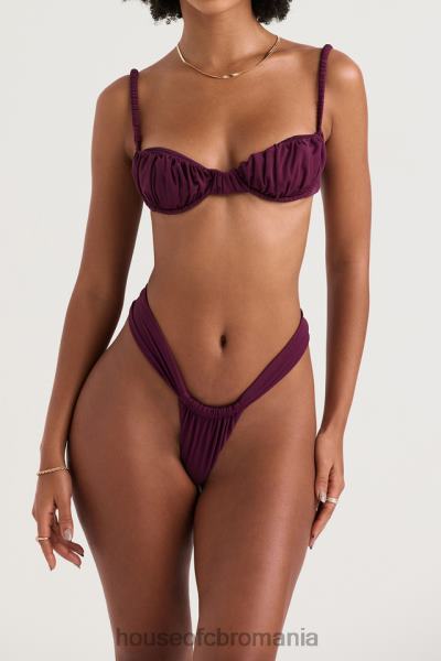 îmbrăcăminte House of CB Atena prune adunat fund de bikini cu picior înalt X4F681228