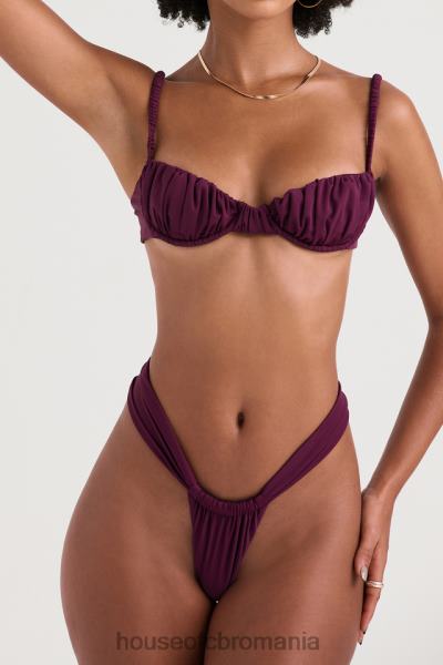 îmbrăcăminte House of CB Atena prune adunat fund de bikini cu picior înalt X4F681228