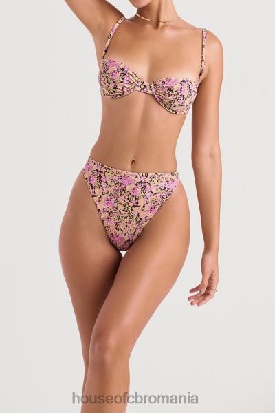 îmbrăcăminte House of CB fund de bikini cu talie înaltă mykonos olive floral X4F681233