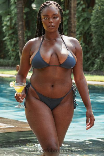 îmbrăcăminte House of CB Top de bikini cu gât cu capul de culoare albastru profund tropez X4F681186