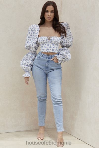 îmbrăcăminte House of CB blugi din denim cu talie înaltă bria albastru pal X4F68643
