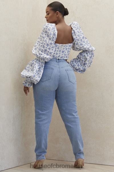 îmbrăcăminte House of CB blugi din denim cu talie înaltă bria albastru pal X4F68643