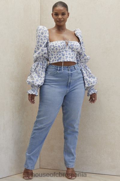 îmbrăcăminte House of CB blugi din denim cu talie înaltă bria albastru pal X4F68643