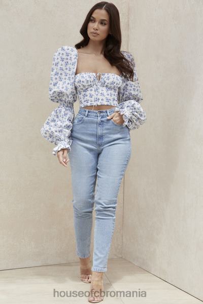 îmbrăcăminte House of CB blugi din denim cu talie înaltă bria albastru pal X4F68643