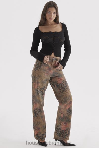 îmbrăcăminte House of CB blugi samia cu imprimeu floral X4F68638