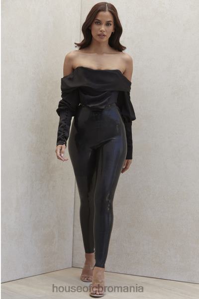îmbrăcăminte House of CB Lia negru din latex cu talie înaltă X4F681010