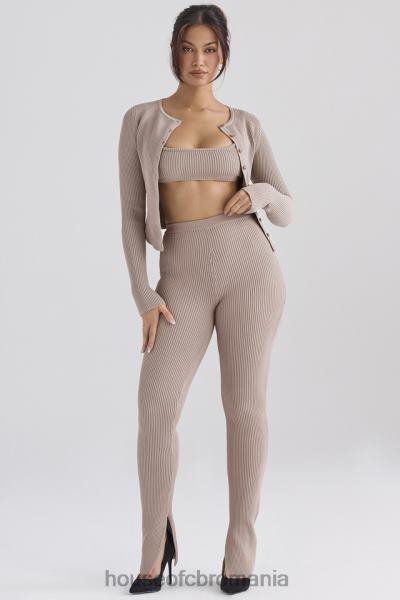 îmbrăcăminte House of CB jambiere din tricot cu nervuri mitzi taupe X4F68877