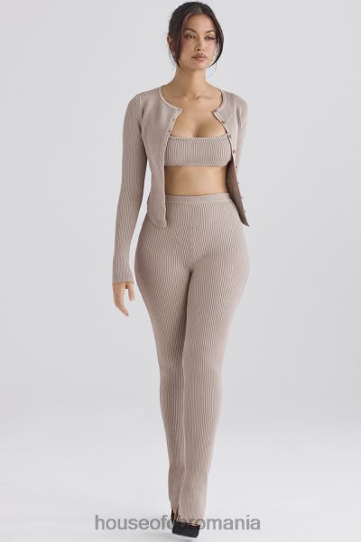 îmbrăcăminte House of CB jambiere din tricot cu nervuri mitzi taupe X4F68877