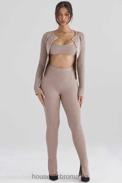 îmbrăcăminte House of CB jambiere din tricot cu nervuri mitzi taupe X4F68877