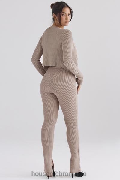 îmbrăcăminte House of CB jambiere din tricot cu nervuri mitzi taupe X4F68877