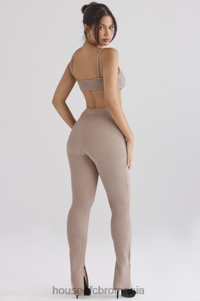 îmbrăcăminte House of CB jambiere din tricot cu nervuri mitzi taupe X4F68877