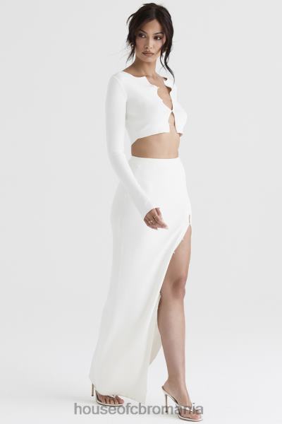 îmbrăcăminte House of CB Fusta maxi nasturi nasturi din tricot cu nervuri ivory gioia X4F68912