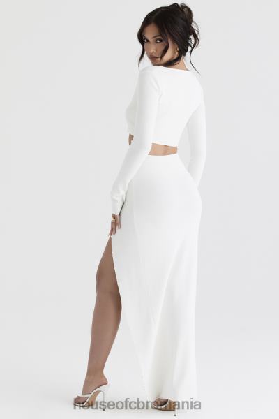 îmbrăcăminte House of CB Fusta maxi nasturi nasturi din tricot cu nervuri ivory gioia X4F68912