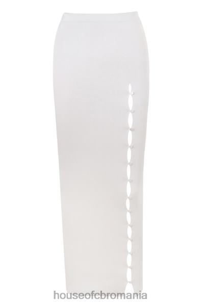 îmbrăcăminte House of CB Fusta maxi nasturi nasturi din tricot cu nervuri ivory gioia X4F68912
