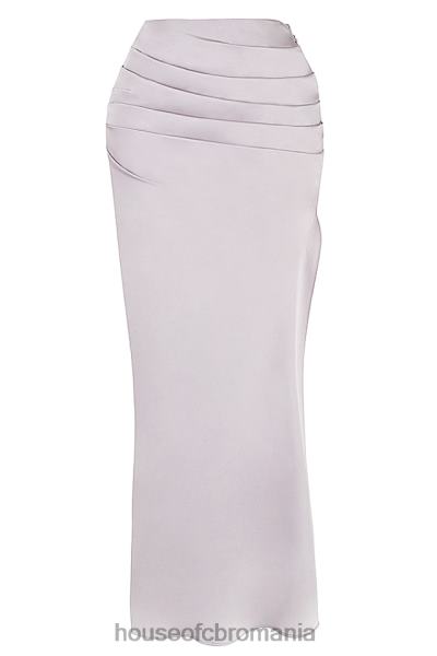 îmbrăcăminte House of CB fustă maxi adunată din satin gri jia X4F68919