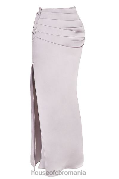 îmbrăcăminte House of CB fustă maxi adunată din satin gri jia X4F68919