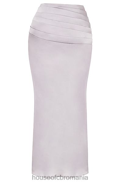 îmbrăcăminte House of CB fustă maxi adunată din satin gri jia X4F68919