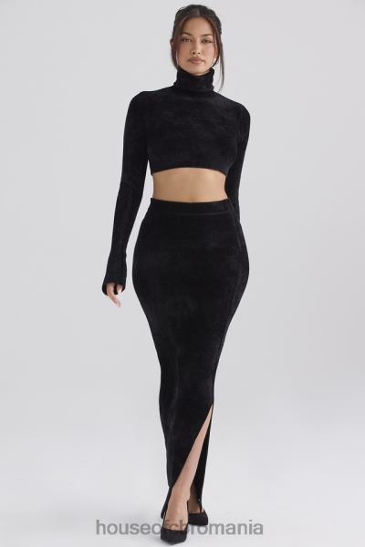 îmbrăcăminte House of CB fustă maxi chenille neagră rene X4F68879