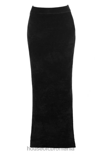 îmbrăcăminte House of CB fustă maxi chenille neagră rene X4F68879