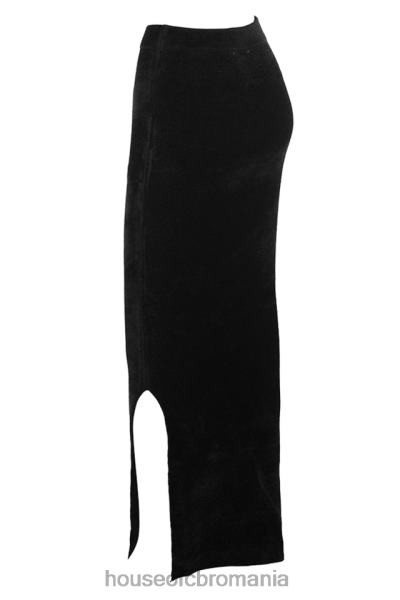 îmbrăcăminte House of CB fustă maxi chenille neagră rene X4F68879
