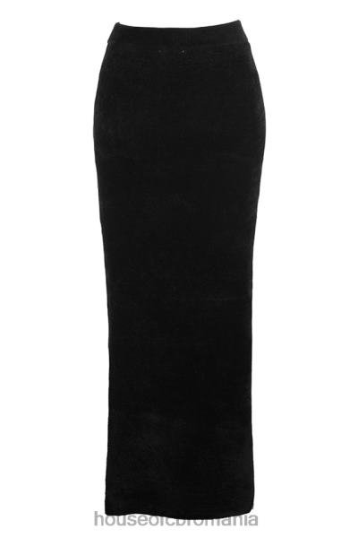 îmbrăcăminte House of CB fustă maxi chenille neagră rene X4F68879