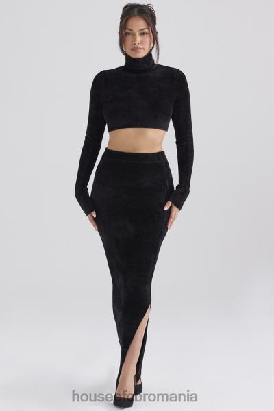 îmbrăcăminte House of CB fustă maxi chenille neagră rene X4F68879