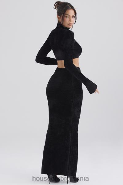 îmbrăcăminte House of CB fustă maxi chenille neagră rene X4F68879