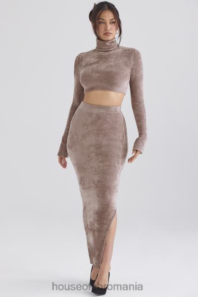 îmbrăcăminte House of CB fustă maxi chenille rene rose X4F68882
