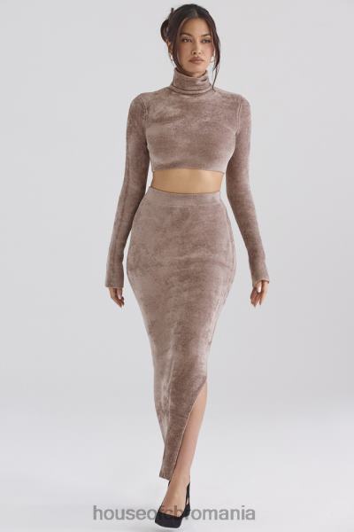 îmbrăcăminte House of CB fustă maxi chenille rene rose X4F68882