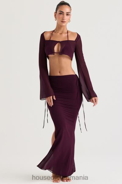 îmbrăcăminte House of CB fustă maxi cu decupaj prune amalfi X4F68931