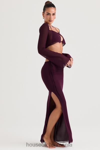 îmbrăcăminte House of CB fustă maxi cu decupaj prune amalfi X4F68931