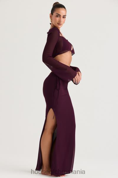 îmbrăcăminte House of CB fustă maxi cu decupaj prune amalfi X4F68931