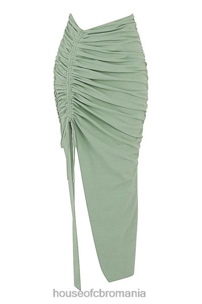 îmbrăcăminte House of CB fustă maxi cu șnur adunat solitaire sage X4F68968
