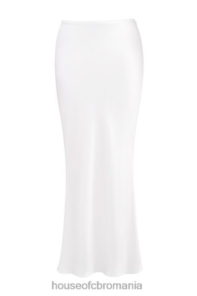 îmbrăcăminte House of CB fustă maxi cu tăietură în păr alb din satin sydel X4F68861