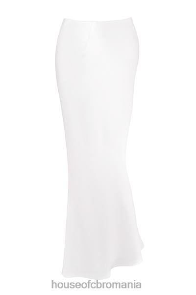 îmbrăcăminte House of CB fustă maxi cu tăietură în păr alb din satin sydel X4F68861