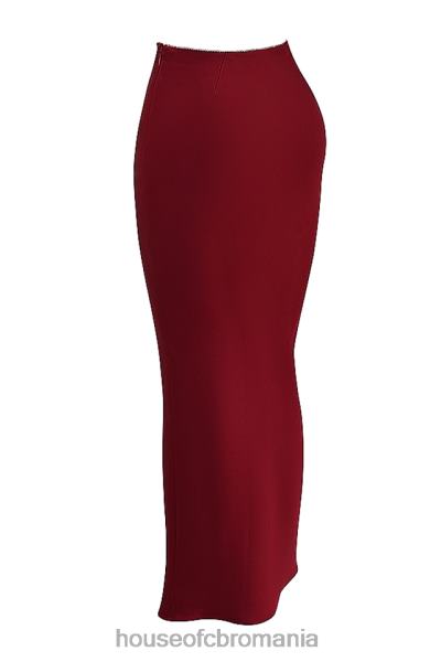 îmbrăcăminte House of CB fustă maxi cu tăietură în păr satin ruby ​​sydel X4F68832