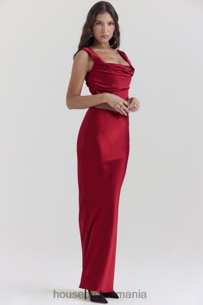 îmbrăcăminte House of CB fustă maxi cu tăietură în păr satin ruby ​​sydel X4F68832