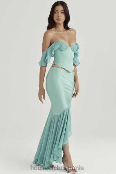 îmbrăcăminte House of CB fustă maxi cu volane lila jade X4F68915