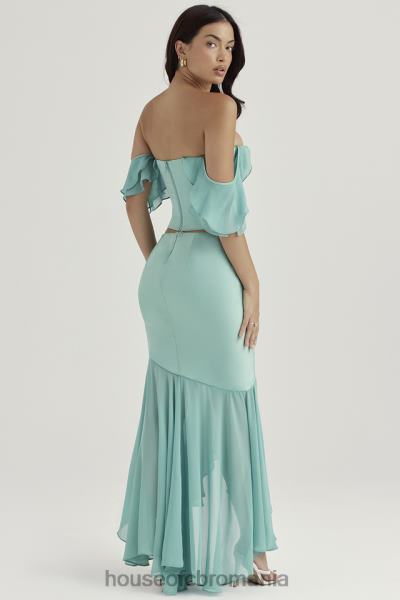 îmbrăcăminte House of CB fustă maxi cu volane lila jade X4F68915